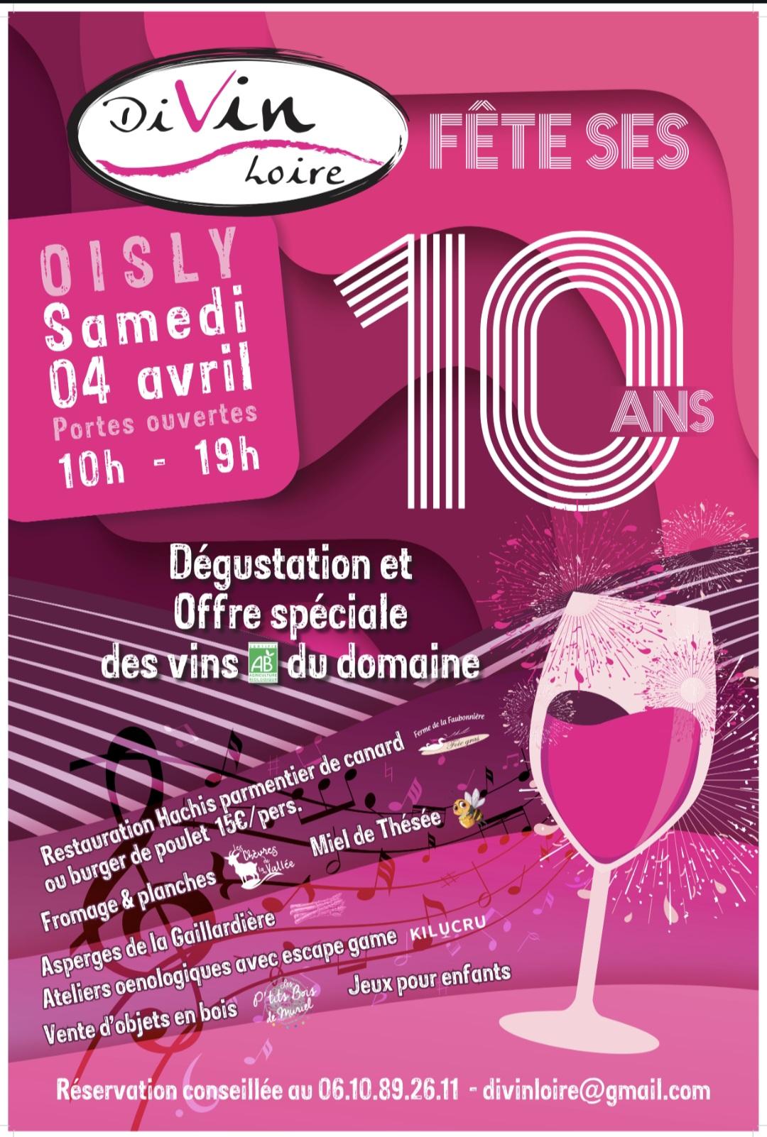 DiVin Loire fête ses 10ans Portes Ouvertes Samedi 04 avril