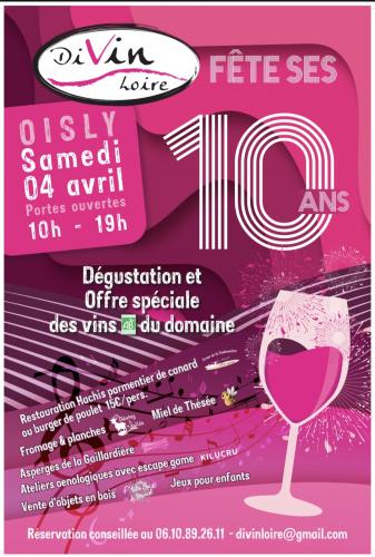 DiVin Loire fête ses 10ans Portes Ouvertes Samedi 04 avril